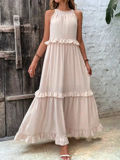 ANETA | Rochie elegantă fără mâneci cu detalii volănașe