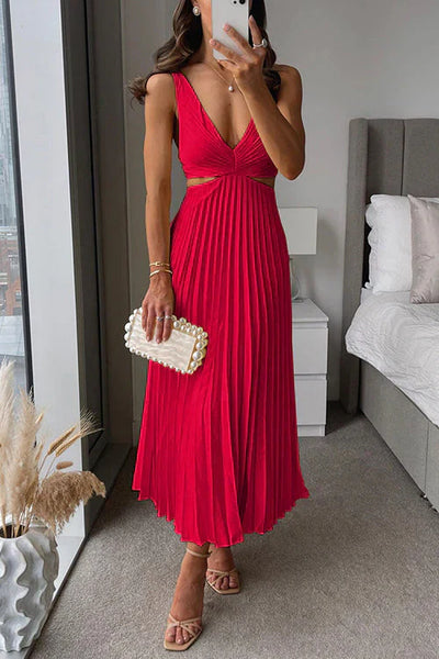 KESLEY | Rochie plisată cu decolteu elegant