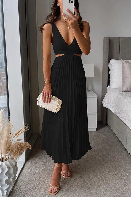 KESLEY | Rochie plisată cu decolteu elegant
