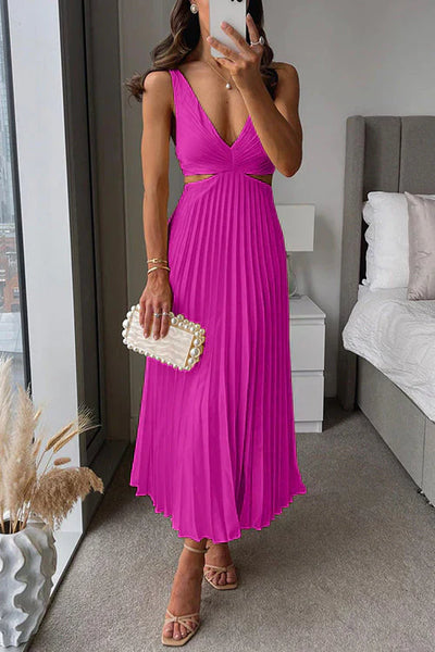 KESLEY | Rochie plisată cu decolteu elegant