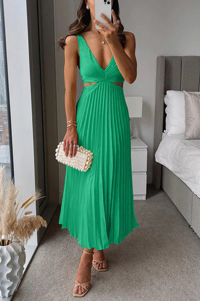 KESLEY | Rochie plisată cu decolteu elegant