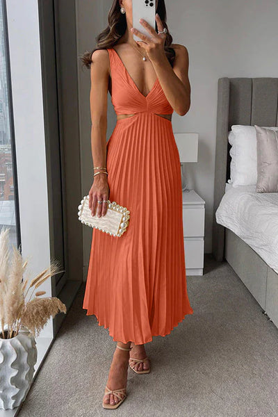 KESLEY | Rochie plisată cu decolteu elegant