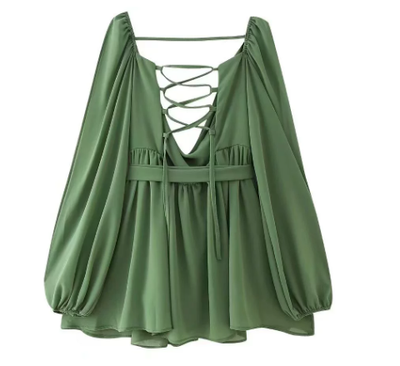 MARLENA | Rochie fluidă din chiffon cu mâneci transparente