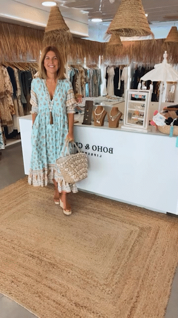 HALINA | Rochie boho lungă cu mâneci tip lanternă