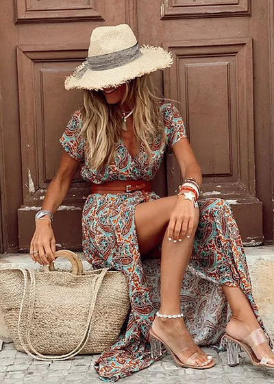 SYBELLA | Rochie maxi boho din material lejer