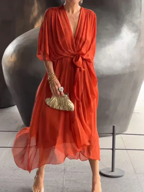 MARTA | Rochie Elegantă din Chiffon cu Decolteu în S