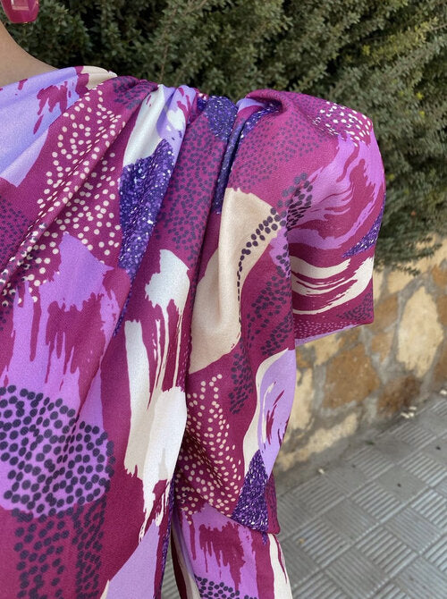 YILA | Rochie Midi pentru Femei cu Un Singur Bretele în Nuanta Violet