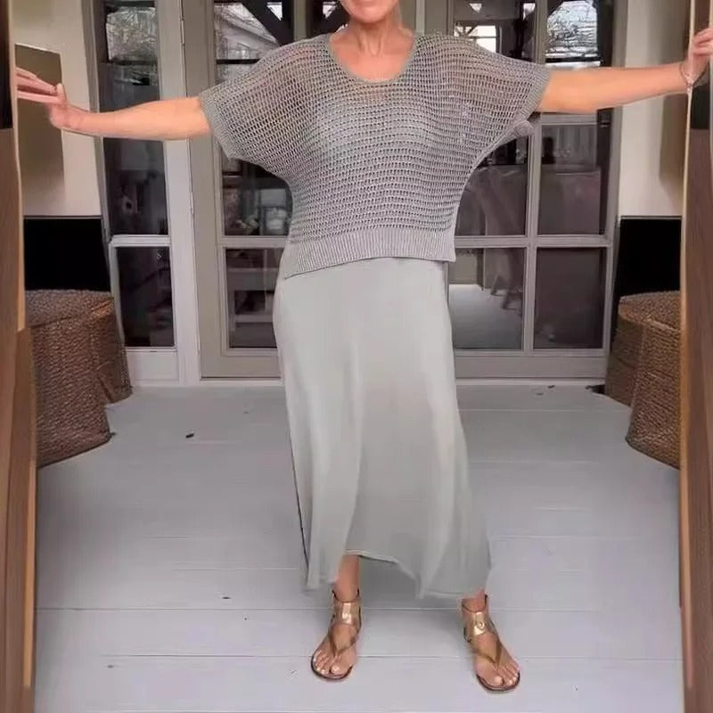 KARINA | Set de vară cu bluză lejeră și rochie midi