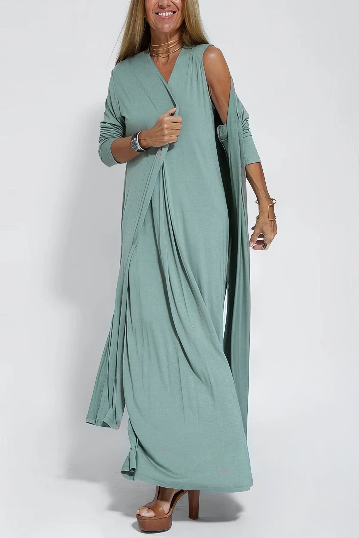 BEATRIZ | Rochie Elegantă Lungă cu Cardigan Inclus
