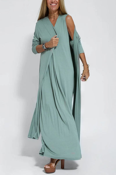 BEATRIZ | Rochie Elegantă Lungă cu Cardigan Inclus